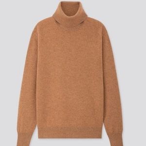Uniqlo 100% cashmere womens turtleneck sweater - beige size medium